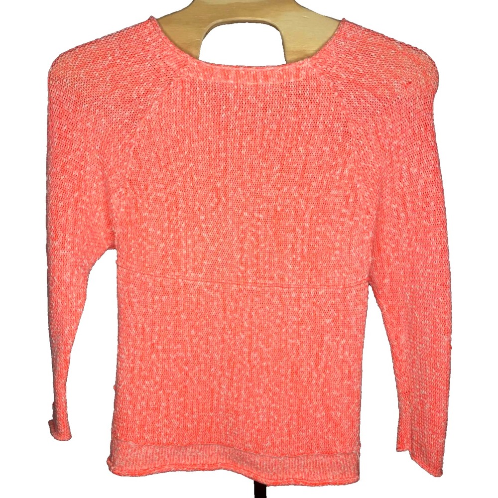 Womens Free People vneck Pullover sweater Orange white speckled Size XS oversize